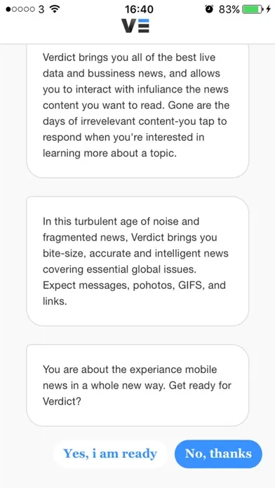 Tangkapan skrin Verdict App