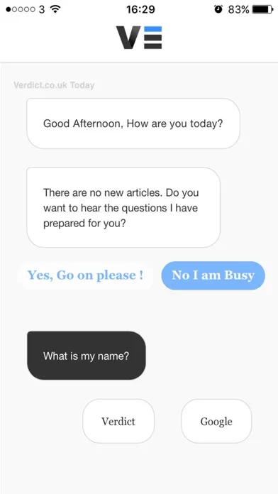 Tangkapan skrin Verdict App