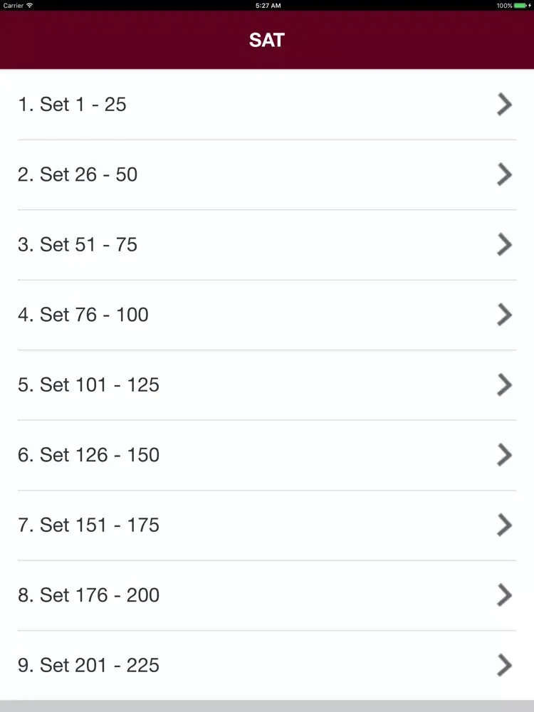 Tangkapan layar SAT Comprehensive iPad 