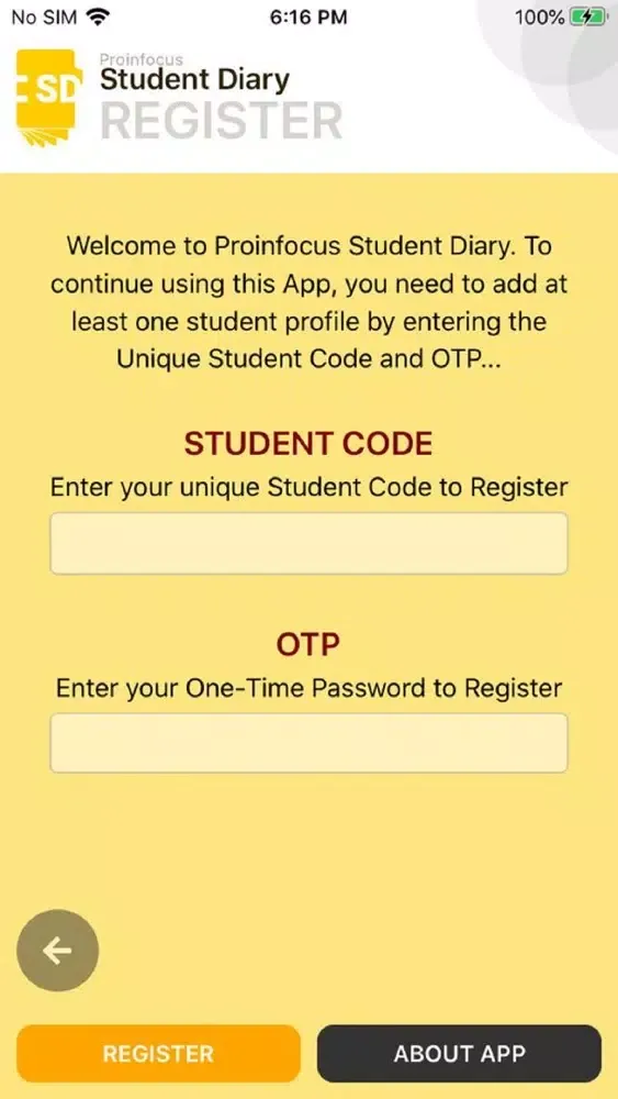 Ảnh chụp màn hình của Proinfocus Student Diary
