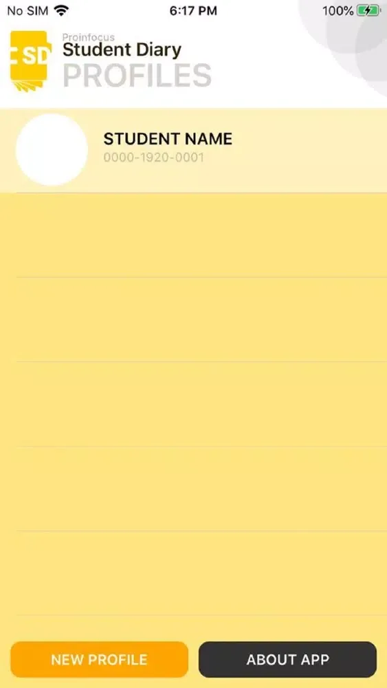 Ảnh chụp màn hình của Proinfocus Student Diary