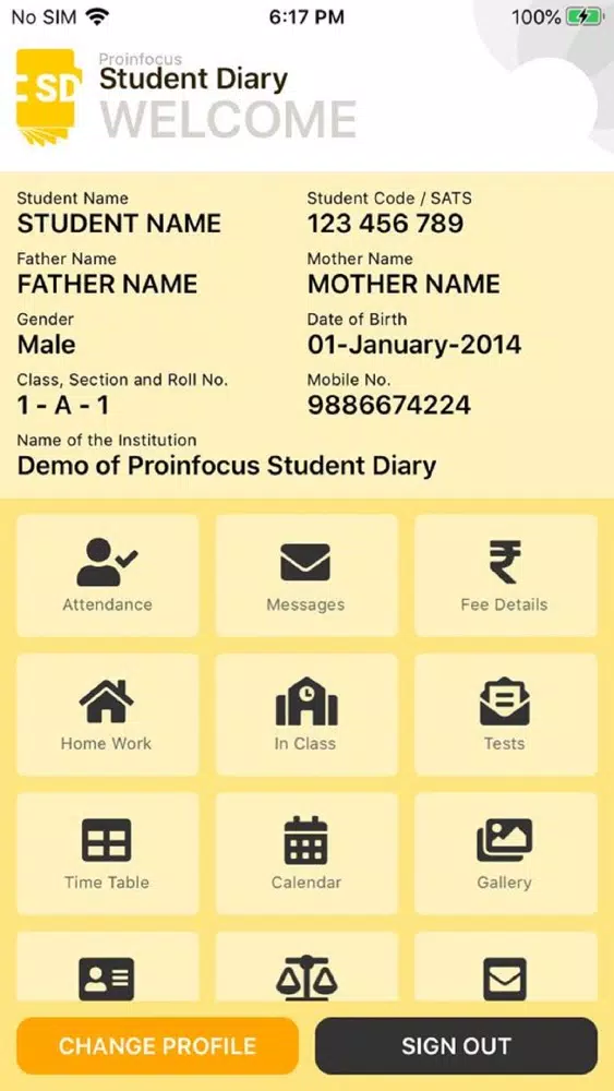 Proinfocus Student Diary スクリーンショット
