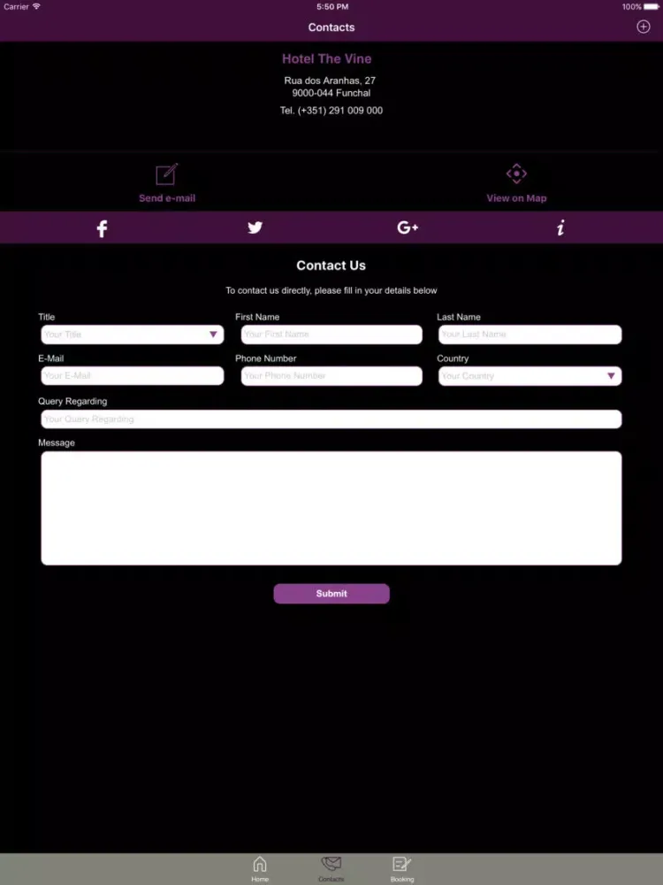 Hotel The Vine - A design hotel iPad  स्क्रीनशॉट