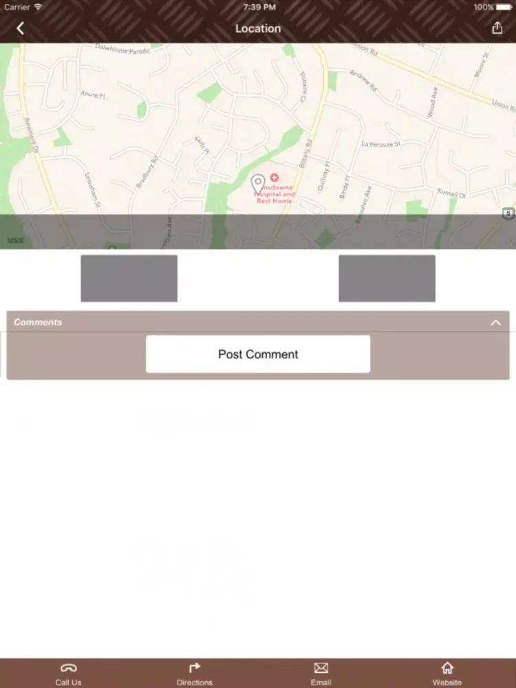Tangkapan layar Howick Club iPad 