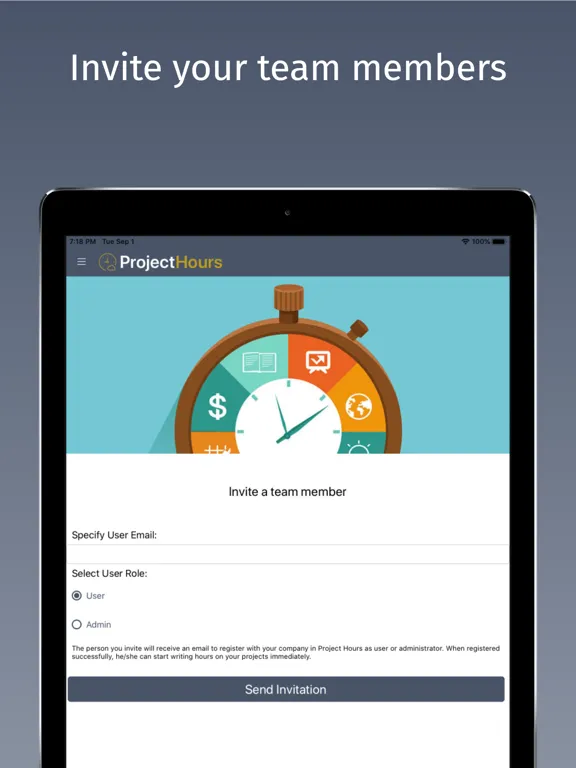 Project Hours Time Tracking iPad  Screenshots