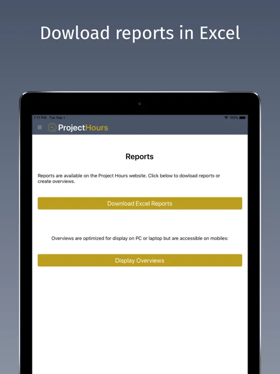 Project Hours Time Tracking iPad  Screenshots