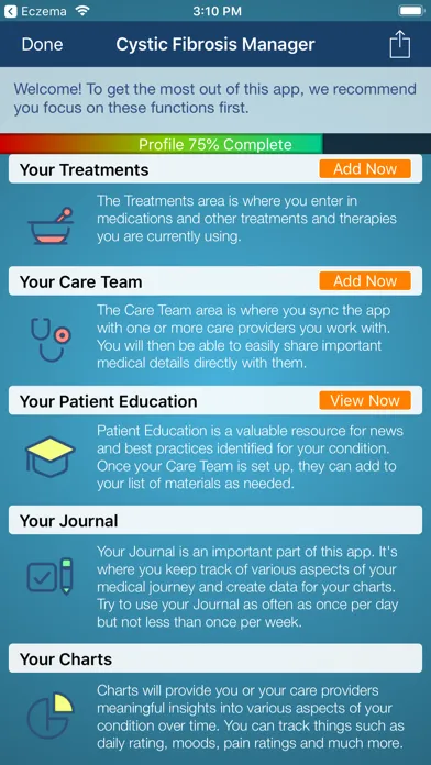 Ảnh chụp màn hình của Cystic Fibrosis Manager