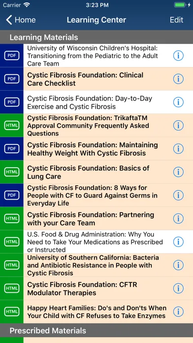 Ảnh chụp màn hình của Cystic Fibrosis Manager