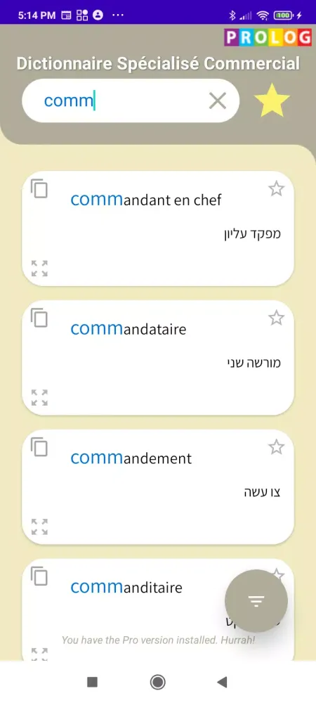 Captures d'écran de Hebrew-French Business Dict.