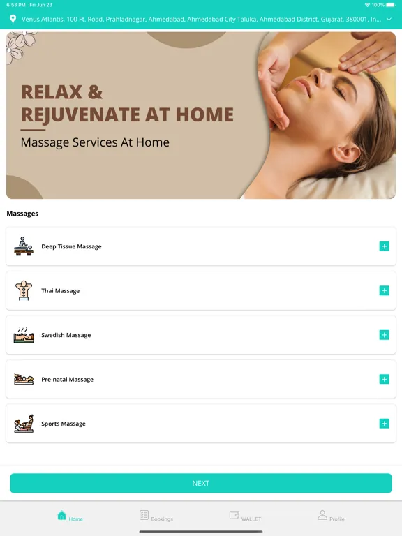 ProMassage User iPad  스크린샷