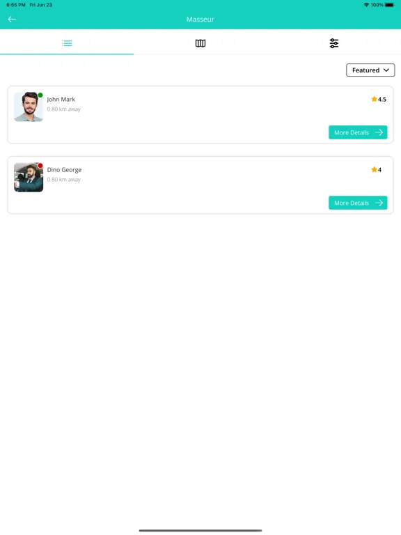 ProMassage User iPad  스크린샷