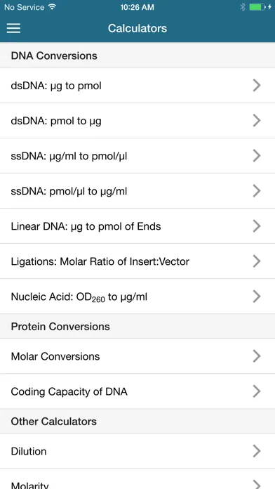 Скриншоты Promega Biomath Calculators