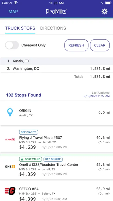 Captures d'écran de ProMiles Fuel Finder