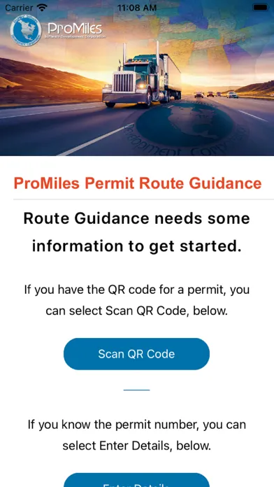 Tangkapan skrin ProMiles Permit Route Guidance