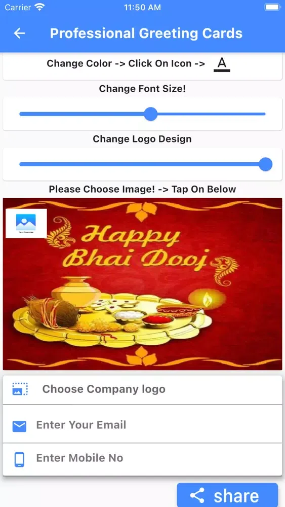 Captures d'écran de Bhai Dooj Wishes Card Maker