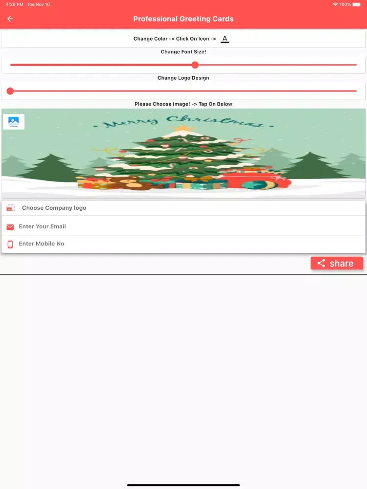 Capturas de pantalla de Christmas Customise Greetings iPad 