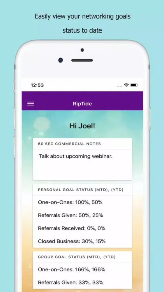 Ảnh chụp màn hình của RipTide – Networking App