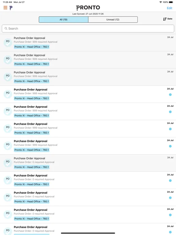 Capturas de tela do Pronto Notifier iPad 
