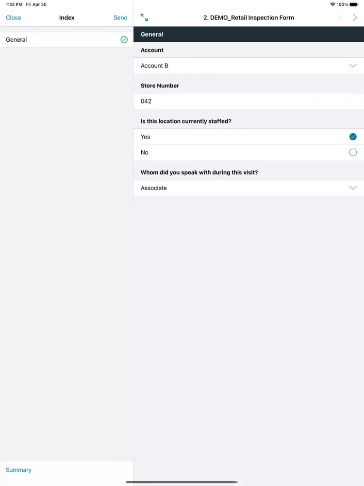 Tangkapan layar ProntoForms Classic - V1 forms iPad 