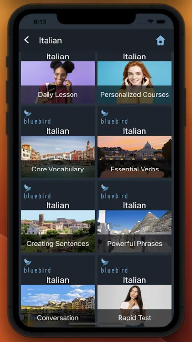 Capturas de tela do Bluebird: Learn Italian