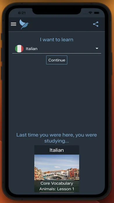 Capturas de tela do Bluebird: Learn Italian