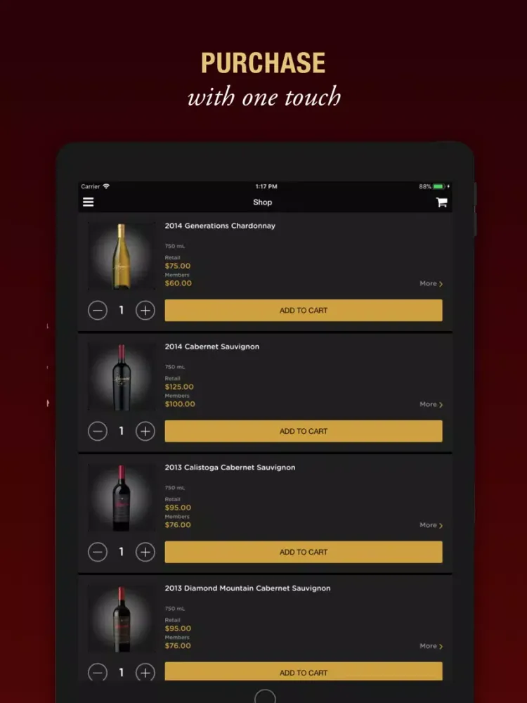 Raymond Vineyards iPad  स्क्रीनशॉट