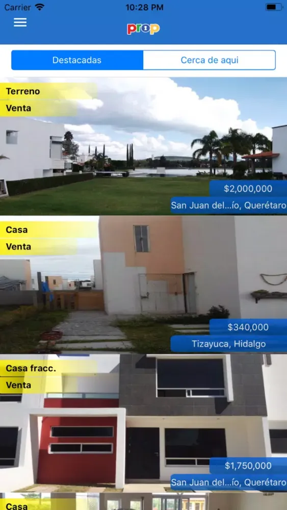 Capturas de tela do Prop Inmuebles