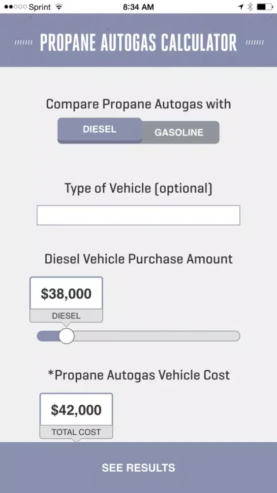 Ảnh chụp màn hình của Propane Autogas Calculator
