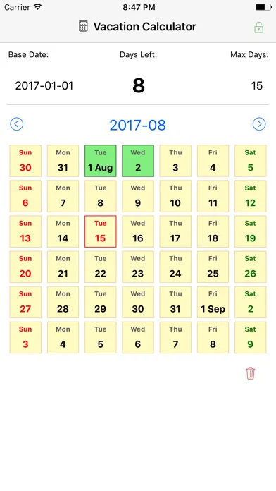 남은 휴가 일수 계산기 Screenshots