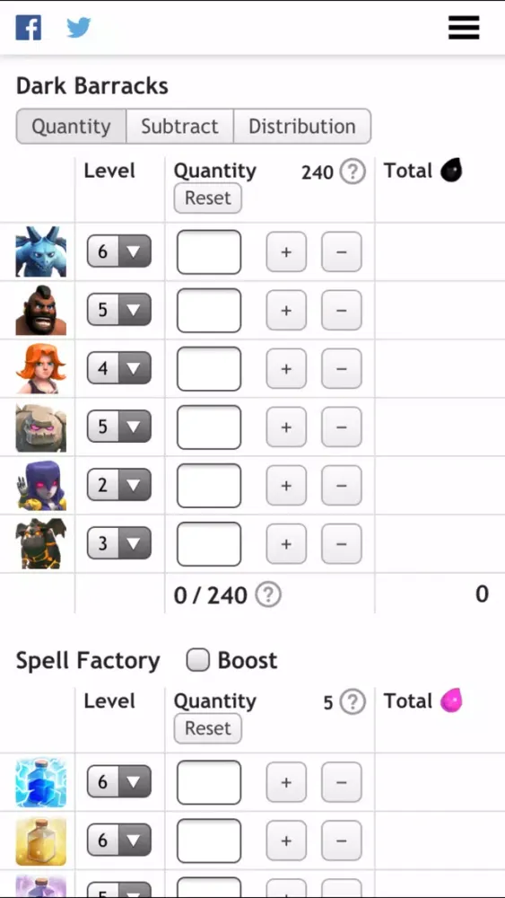 Capturas de tela do Calculator for "Clash of Clans"
