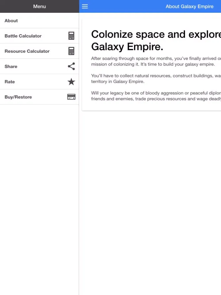 ภาพหน้าจอของ Calculator for Galaxy Empire iPad 