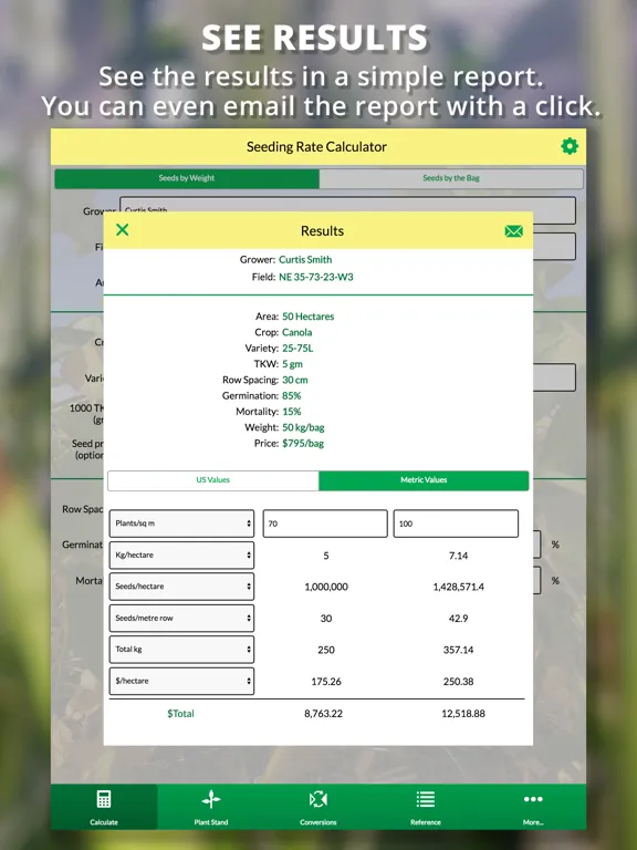 Agro Seeding Rate Calculator iPad  Ekran Görüntüleri