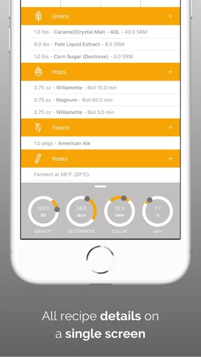 Capturas de tela do Brewer! Beer Recipe Builder