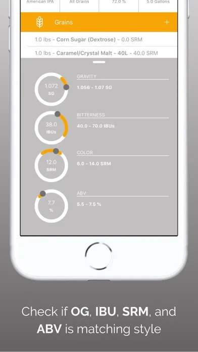 Capturas de tela do Brewer! Beer Recipe Builder