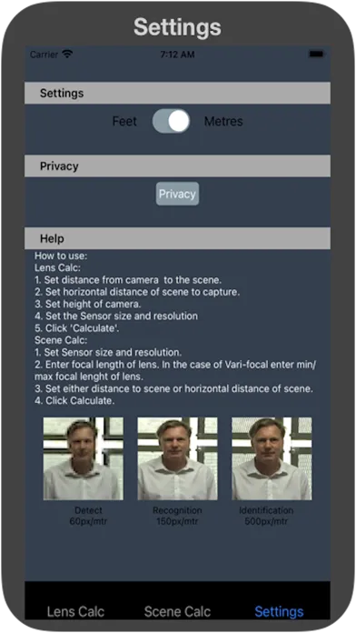 CCTV Lens Calculator Screenshots