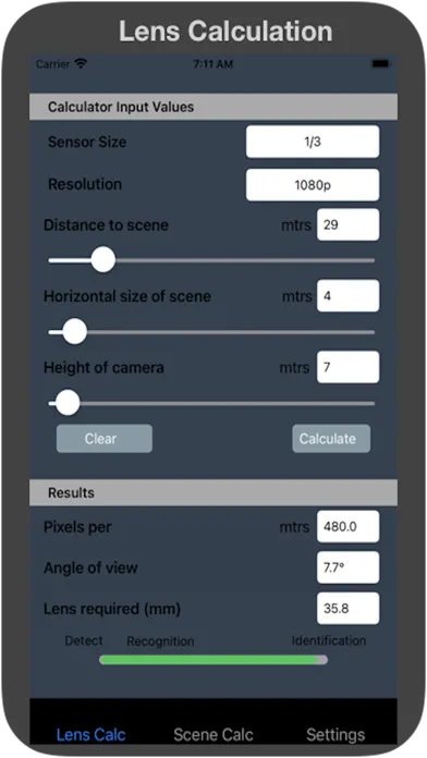 CCTV Lens Calculator Screenshots