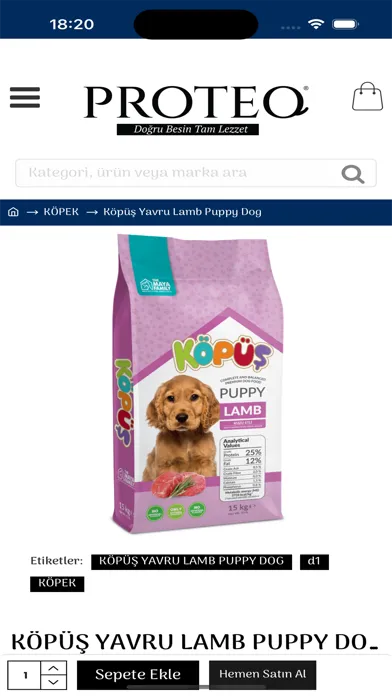 Ảnh chụp màn hình của Proteo Pet Food