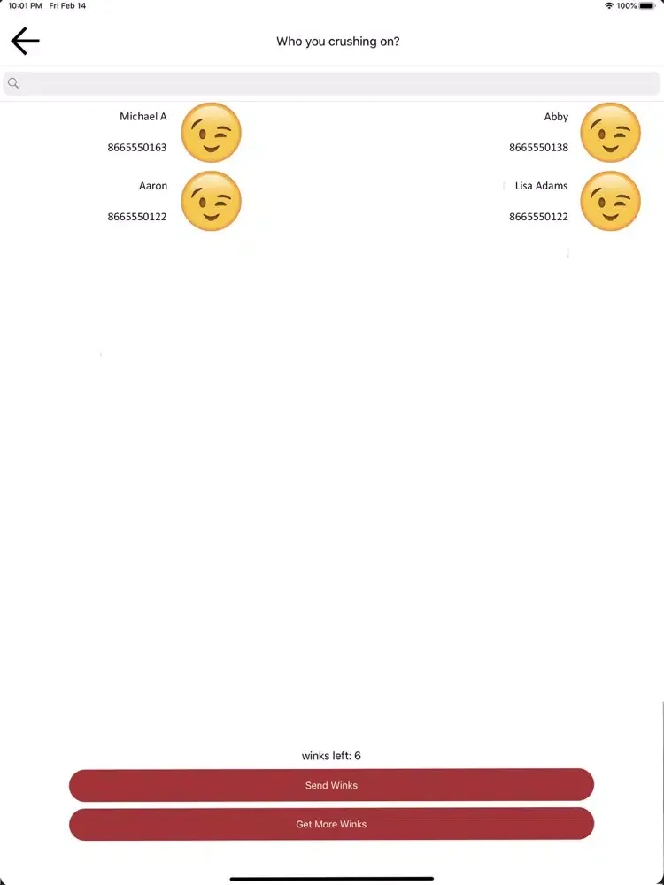 wink-date your crush iPad  Screenshots