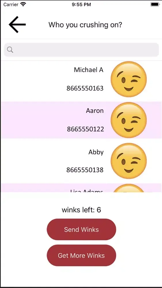 wink-date your crush Screenshots