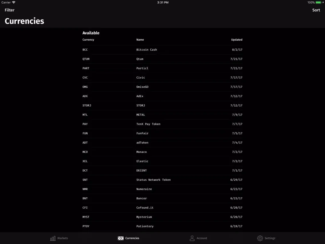 Скриншоты ALTX: Third party Bittrex app iPad 