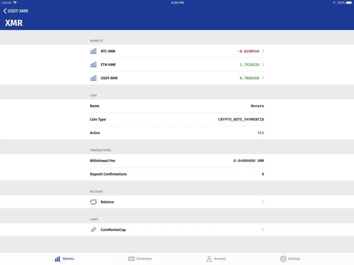 Скриншоты ALTX: Third party Bittrex app iPad 