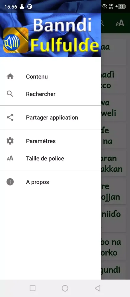 Captures d'écran de Fulfulde proverbes avec audio