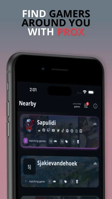 Capturas de tela do PROX gamer app