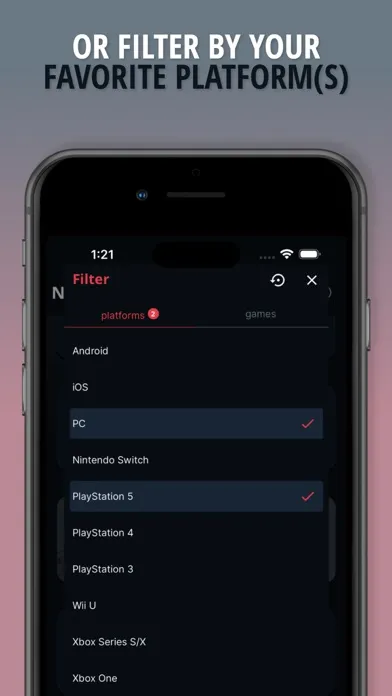 Capturas de tela do PROX gamer app