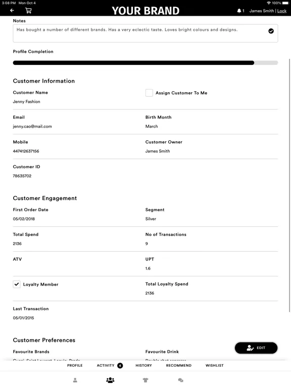 PI Clienteling iPad  Screenshots