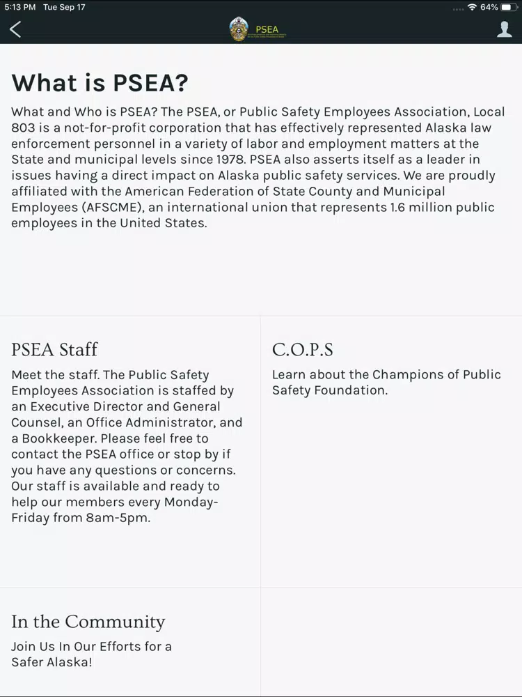 PSEA Local 803 iPad 應用截圖