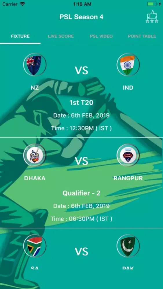 PSL Live Cricket Screenshots