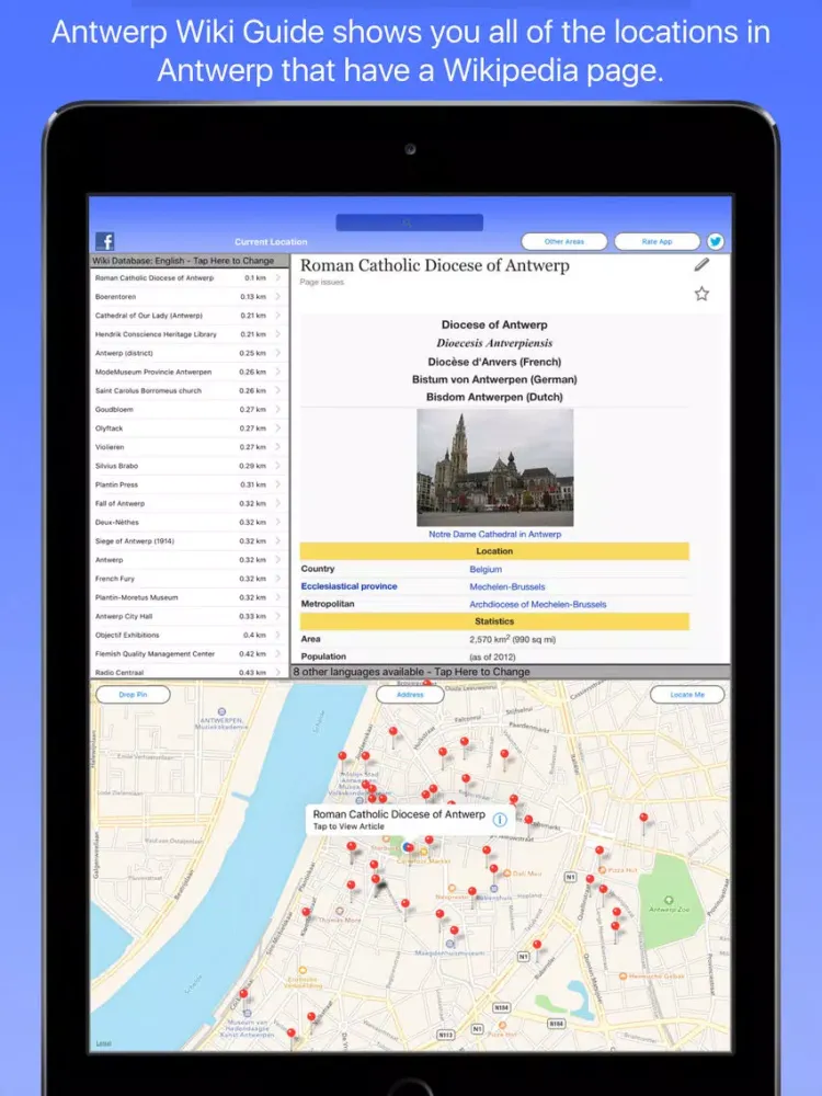 Ảnh chụp màn hình của Antwerp Wiki Guide iPad 