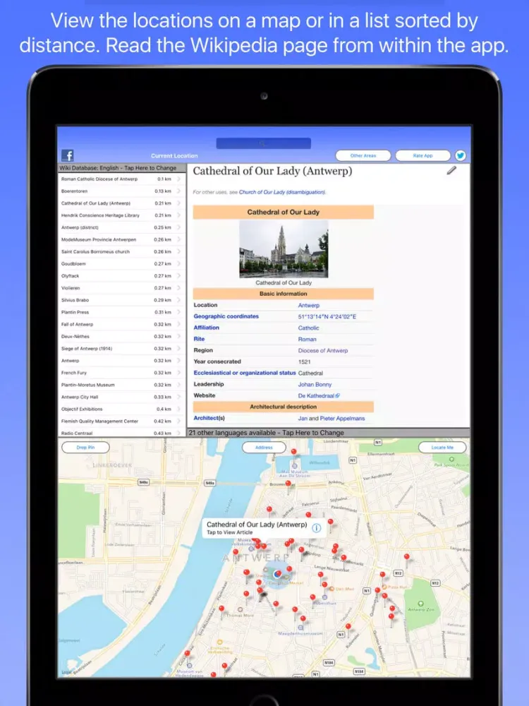 Ảnh chụp màn hình của Antwerp Wiki Guide iPad 