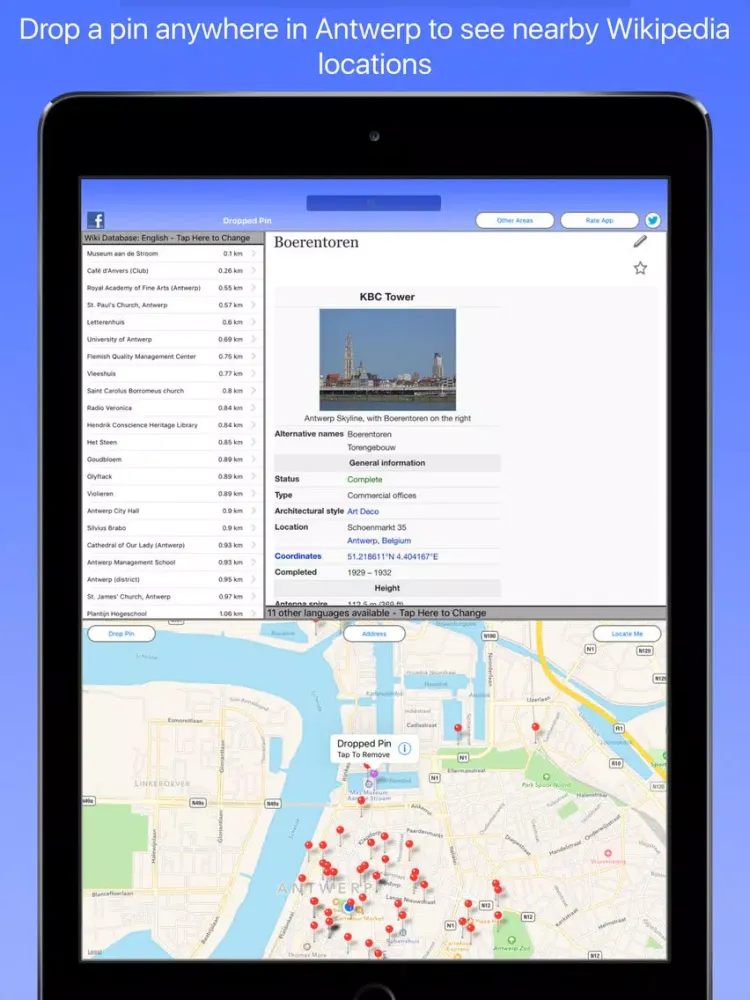 Ảnh chụp màn hình của Antwerp Wiki Guide iPad 